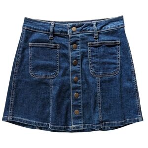 Altar'd State A-Line Denim Button Down High Waist Jean Mini Skirt 90s Y2K XS